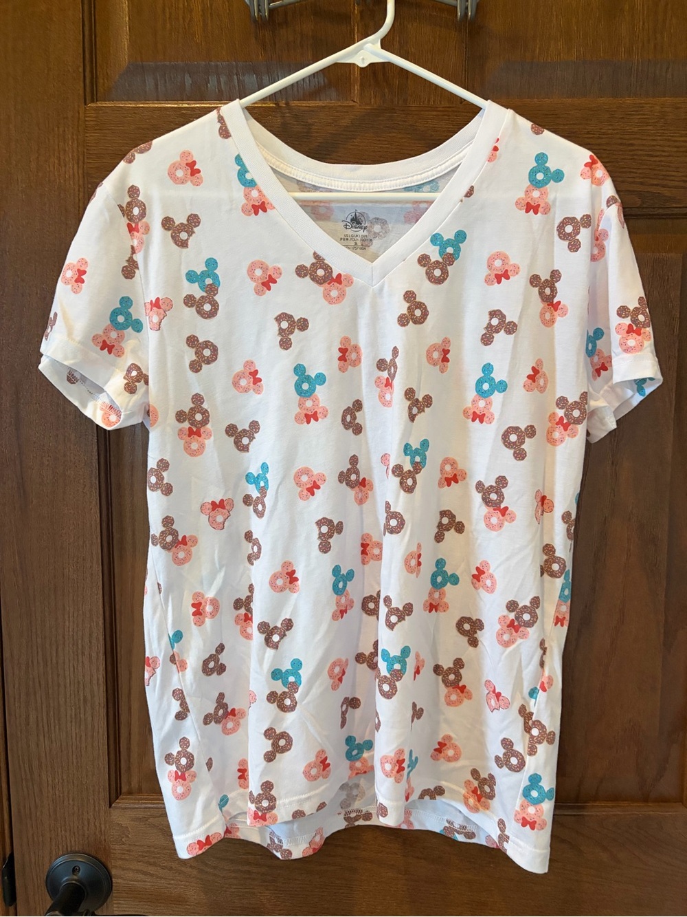 Disney Parks v neck t shirt mickey minnie donuts